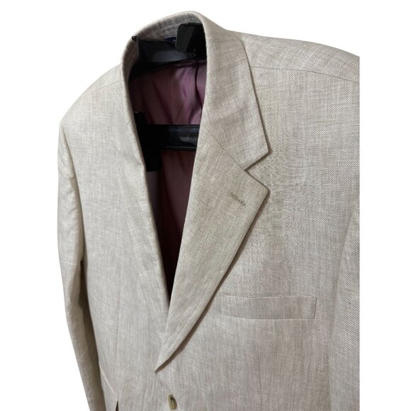Alan Flusser 100% Linen Men's Sport Coat Jacket Beige Neutral Summer - Picture 2 of 12